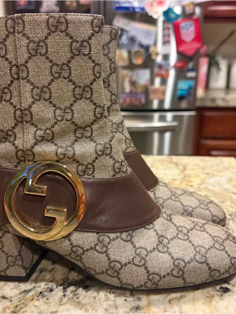 Gucci Leather Interior in Beige with Gold Stamped Numbers